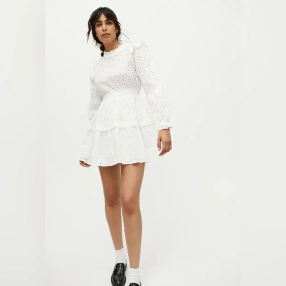 Urban Outfitters | Dresses | Urban Outfitters White Remy Embroidered Long  Sleeve Mini Eyelet Dress Size Xs | Poshmark
